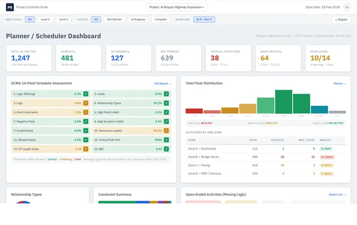 Planner / Scheduler Dashboard — sample design